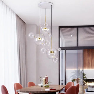 CIRIES Blown Glass Bubbles and Gilded Brass Dining Ceiling Light – view 2