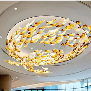 DARU Cascade Gilded Crystal Leaves Luxury Chandelier Ceiling Light – view 1