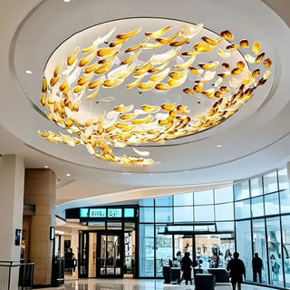 DARU Cascade Gilded Crystal Leaves Luxury Chandelier Ceiling Light – view 4