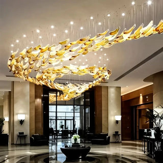 DARU Cascade Gilded Crystal Leaves Luxury Chandelier Ceiling Light – view 3