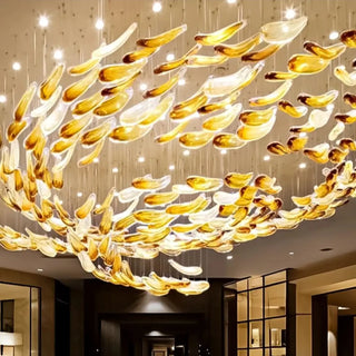 DARU Cascade Gilded Crystal Leaves Luxury Chandelier Ceiling Light – view 2