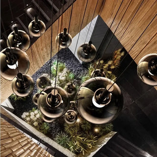 Modern black ball waterfall pendant ceiling lamp, designer hanging light fixture