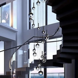 Designer black ball waterfall pendant ceiling fixture, modern hanging lamp