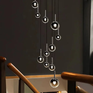 Black waterfall ball pendant lamp, modern designer hanging ceiling light for dining room