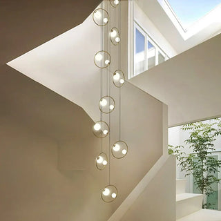 Modern LED sphere pendant lamp, gold waterfall warm ambient hanging light