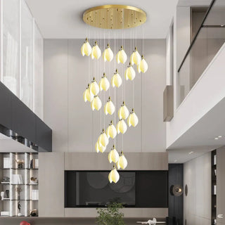 CASA Cascade Metal and Ceramic Petals Ceiling Light – view 1