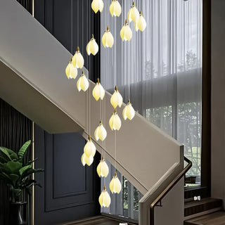 CASA Cascade Metal and Ceramic Petals Ceiling Light – view 5