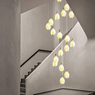 CASA Cascade Metal and Ceramic Petals Ceiling Light – view 2