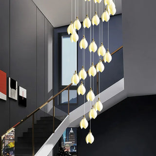 CASA Cascade Metal and Ceramic Petals Ceiling Light – view 3