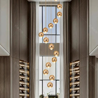 MIDOLOSIS Cascade Spiral Gilded Elegant Ball Ceiling Light – view 1