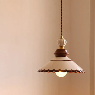 PEINTA Hand-Painted Ceramic Wood Detail Pendant – view 4