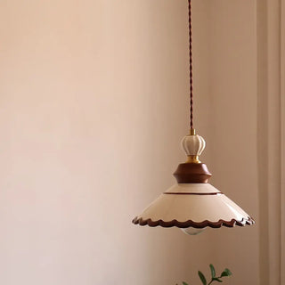 PEINTA Hand-Painted Ceramic Wood Detail Pendant – view 3