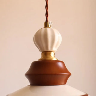 PEINTA Hand-Painted Ceramic Wood Detail Pendant – view 2