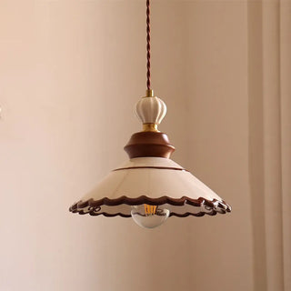 PEINTA Hand-Painted Ceramic Wood Detail Pendant – view 1