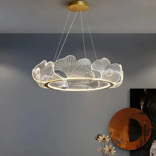 LIXORI Golden Circle Carved Leaf Luminescent Ceiling Light – view 4