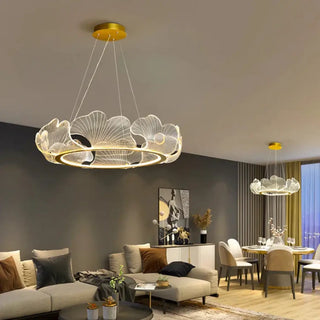 LIXORI Golden Circle Carved Leaf Luminescent Ceiling Light – view 3