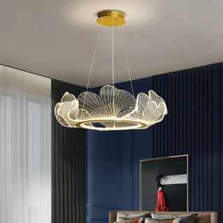 LIXORI Golden Circle Carved Leaf Luminescent Ceiling Light – view 6