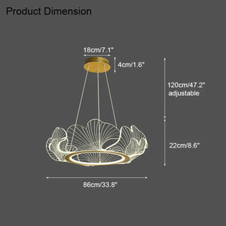 LIXORI Golden Circle Carved Leaf Luminescent Ceiling Light – view 8