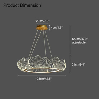 LIXORI Golden Circle Carved Leaf Luminescent Ceiling Light – view 9