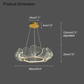 LIXORI Golden Circle Carved Leaf Luminescent Ceiling Light – view 7