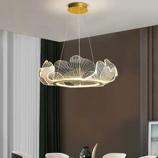 LIXORI Golden Circle Carved Leaf Luminescent Ceiling Light – view 1