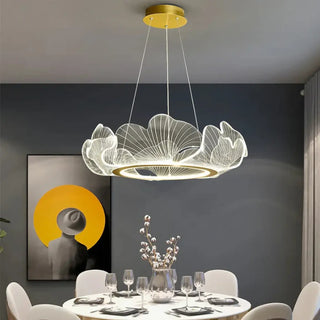 LIXORI Golden Circle Carved Leaf Luminescent Ceiling Light – view 5