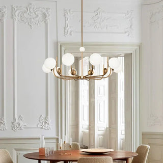 MAJI Brass Opaline Globe Classic Chandelier Ceiling Light – view 1