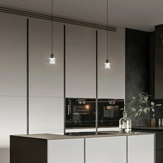 POLLE Conical Minimalist Striped Glass Kitchen Ceiling Light – view 1