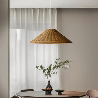NARI Conical Natural Rattan Bohemian Kitchen Ceiling Light – view 1