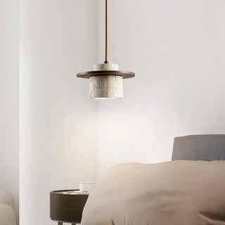 METONGE Contemporary Marble and Natural Wood Ceiling Light – view 2
