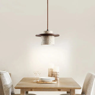 METONGE Contemporary Marble and Natural Wood Ceiling Light – view 3