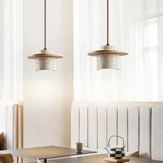 METONGE Contemporary Marble and Natural Wood Ceiling Light – view 4