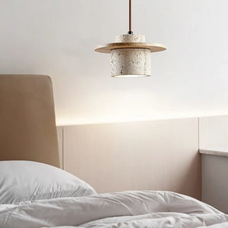 METONGE Contemporary Marble and Natural Wood Ceiling Light – view 1