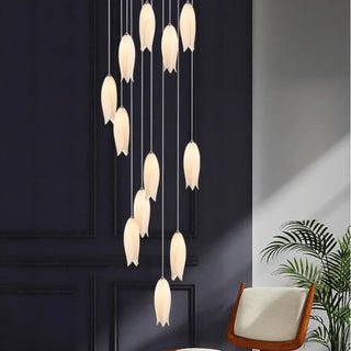 Contemporary ceramic shade pendant lamp, handcrafted modern ceiling fixture