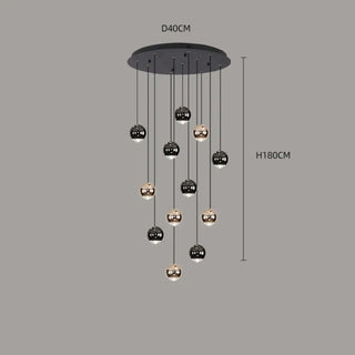CASCOU Contemporary Cascade Black and Gilded Balls Ceiling Light – view 8