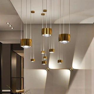 Contemporary gold pendant light, delicate luminous lines modern ceiling fixture