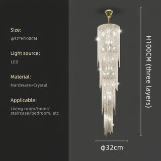 LUXURY Crystal Long Vertical LED Ceiling Light