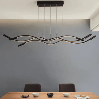 Designer kitchen pendant light close-up, modern dimmable hanging ceiling lamp