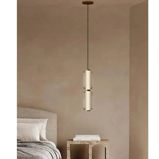PALA Cylindrical Golden Glass Modern Pendant – view 2
