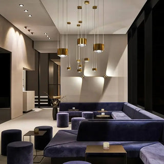 Contemporary cylindrical suspension pendant, modern chic living room ceiling fixture