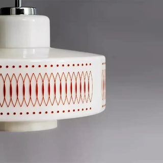 Cream hanging lamp with cylindrical shade, retro-style pendant light for dining room
