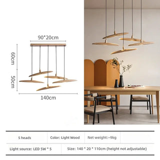 Suspension en bois – Lampe décorative en bois de style zen contemporain avec éclairage d'ambiance doux