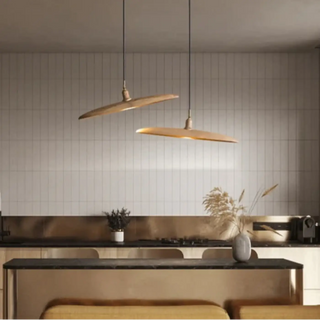 Contemporary wooden pendant light, Zen style decorative soft ambient ceiling fixture