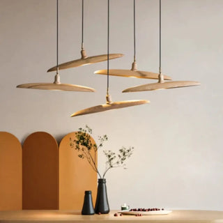 Decorative wood pendant lamp, contemporary Zen style soft ambient ceiling light