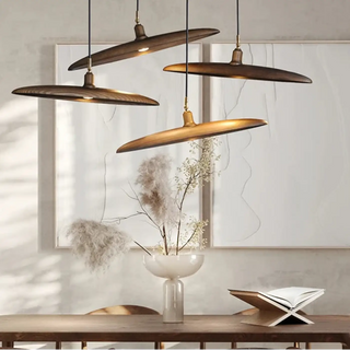 Zen style decorative wood pendant lamp, contemporary soft ambient ceiling light