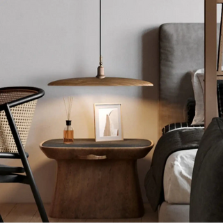 Wooden pendant light, contemporary Zen style decorative soft ambient ceiling lamp