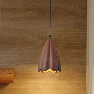 Wood effect pendant light, contemporary warm ambient ceiling fixture