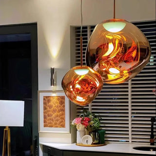 Gold acrylic modern pendant light, designer warm ambient ceiling lamp