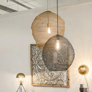Handcrafted braided metal pendant lamp — designer ceiling light
