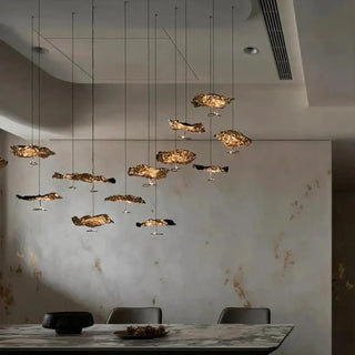 KUTURY Artistic Gilded Sculpted Leaf Ceiling Light – view 8